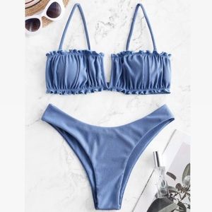Small Zaful Blue Bikini Ruffle Set
